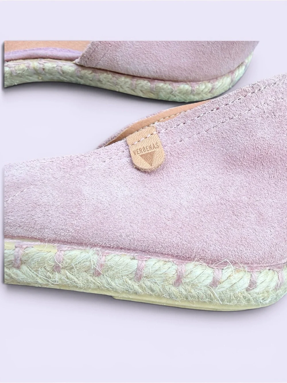 Verbenas Cruz Pink Suede Peep Toe Espadrille Flats